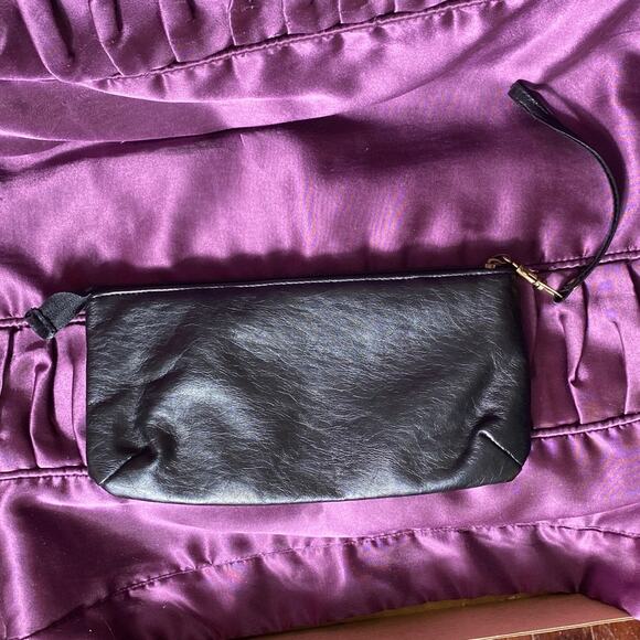 Faux Leather Wristlet Gold Chain Accessory Rectangle Slouchy emo grunge wallet - Picture 5 of 11